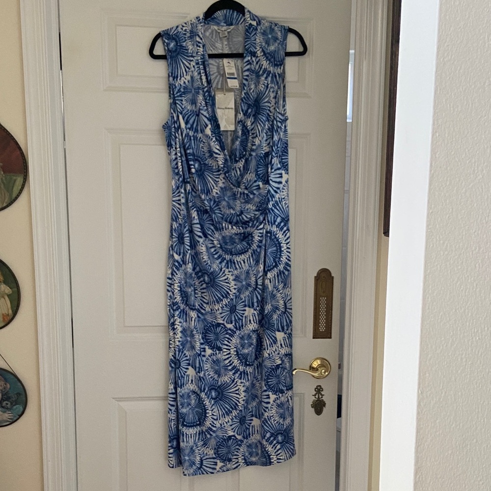 Tommy Bahama Blue and White Floral Sleeveless Maxi Dress